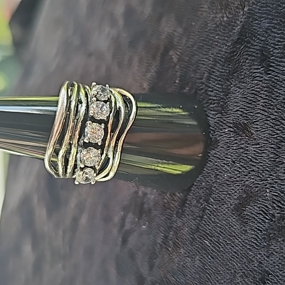 LADIES 925 ISRAEL 5 cz stones Size 9 - Picture 4 of 10